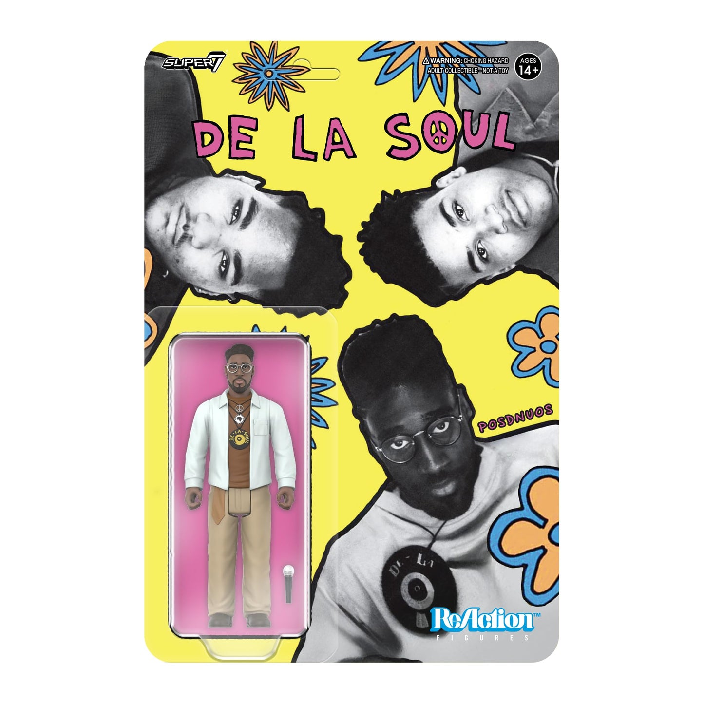 Super7 Reaction Figure De La Soul David Trugoy the Dove Jolicoeur (Me, Myself & I) - 3.75" De La Soul Action Figure with Accessory - Hip Hop Collectibles and Retro Toys