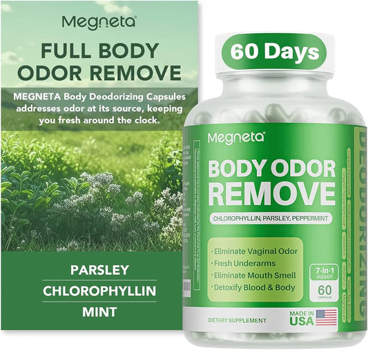 Body Deodorizing Supplement, Natural Internal Odor Control Pills for Men & Women, Chlorophyll Capsules for Skin, Breath and Gut Health 