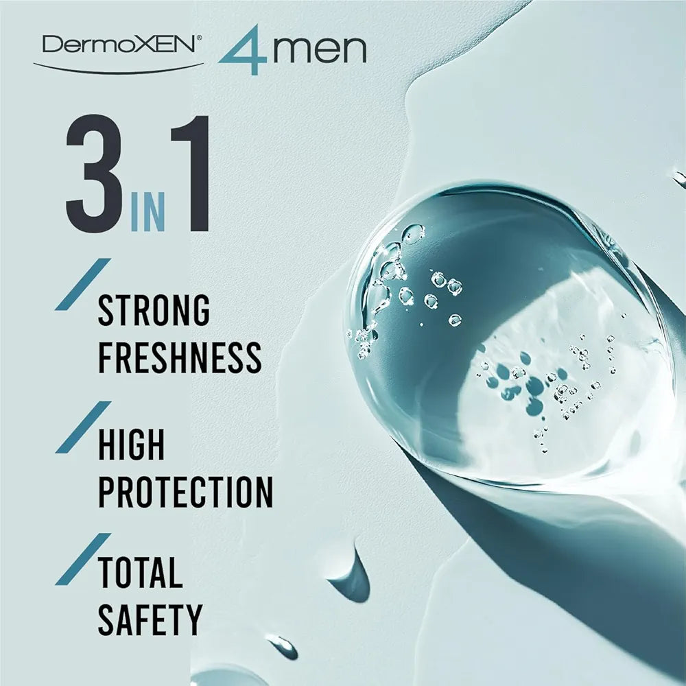 DERMOXEN Men's Intimate Wash | pH Balanced Daily Hygiene Gel | Freshness & Odor-Control Formula with Menthol | Gentle Cleansing for the Groin Area | Male Hygiene Product | 4.23 fl oz