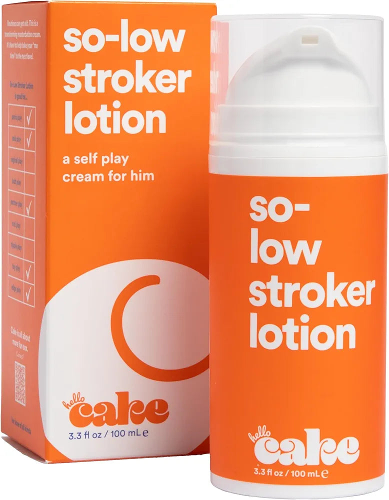 Hello Cake So-Low Stroker Lotion - Premium Moisturizing Personal Lubricant for Men with Coconut Oil, Avocado Oil, and Aloe Vera, 3.3 fl oz