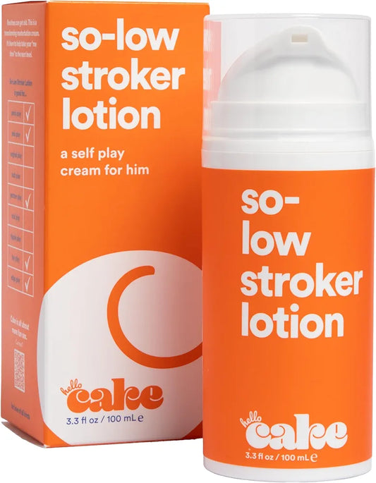 Hello Cake So-Low Stroker Lotion - Premium Moisturizing Personal Lubricant for Men with Coconut Oil, Avocado Oil, and Aloe Vera, 3.3 fl oz