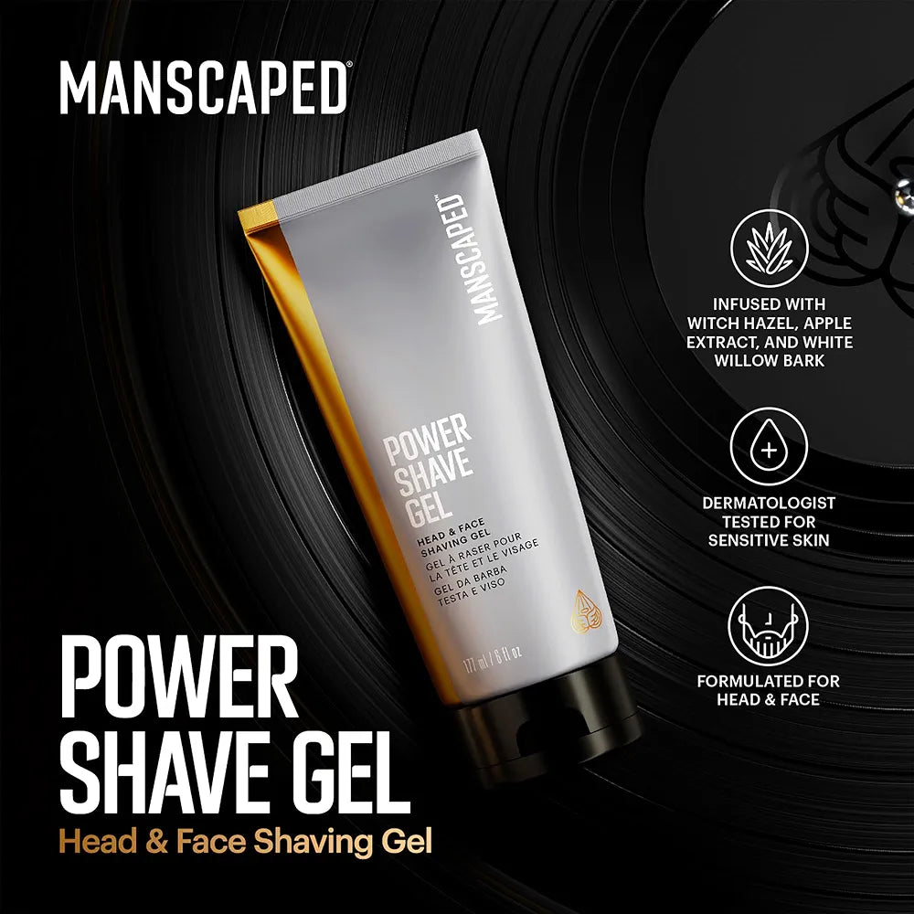 MANSCAPED The Plow 2.0 Safety Razor and Power Shave Gel Face Shaving Bundle