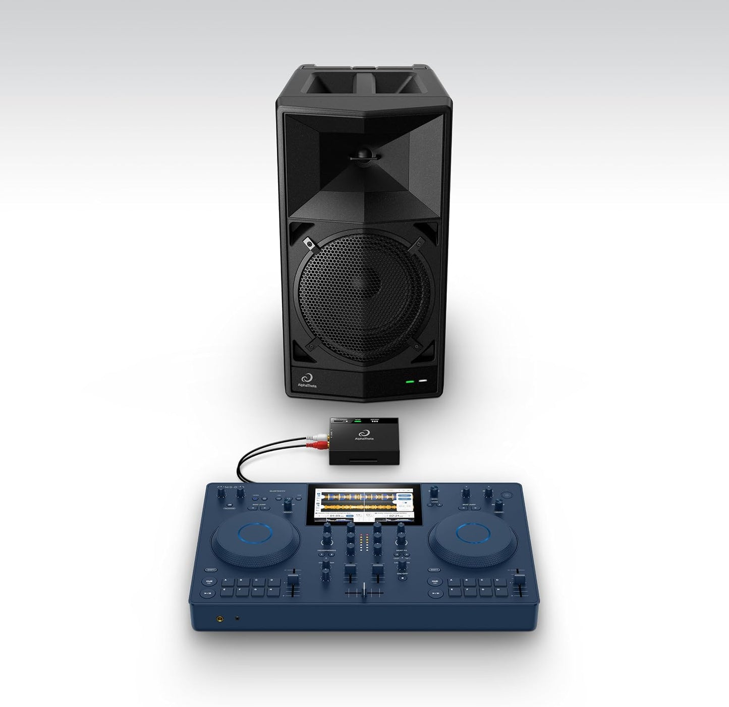 AlphaTheta Wave-Eight Portable Battery DJ Speaker, SonicLink, Black | For mobile DJs and performers, portable battery party speaker, SonicLink wireless, 8-inch driver, IPX4 waterproof, expandable