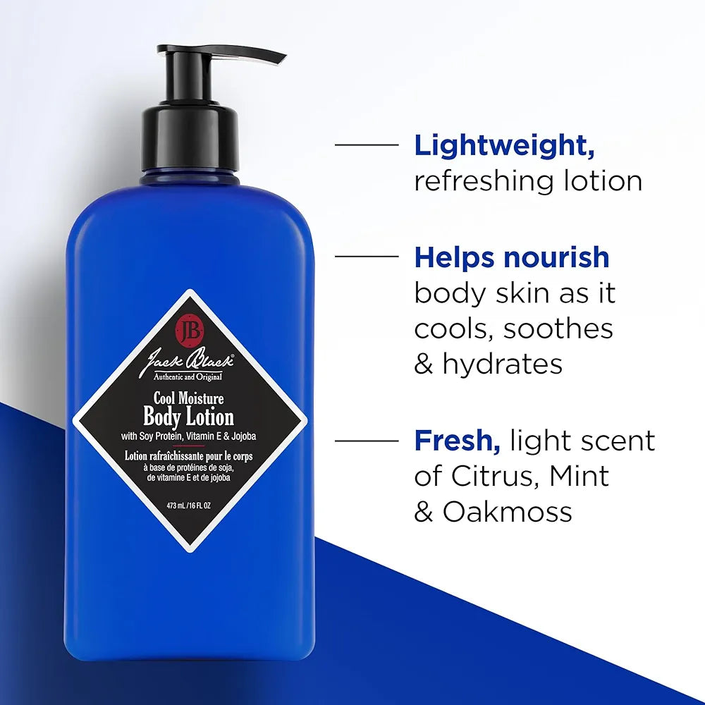 Jack Black Cool Moisture Body Lotion for Men - Hydrating Moisturizer for Dry Skin