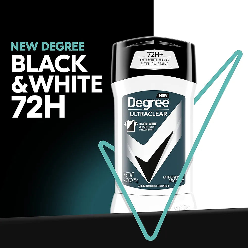 Degree Men UltraClear Antiperspirant Deodorant Black + White 72-Hour Sweat & Odor Protection Antiperspirant For Men With MotionSense Technology 2.7 Ounce 