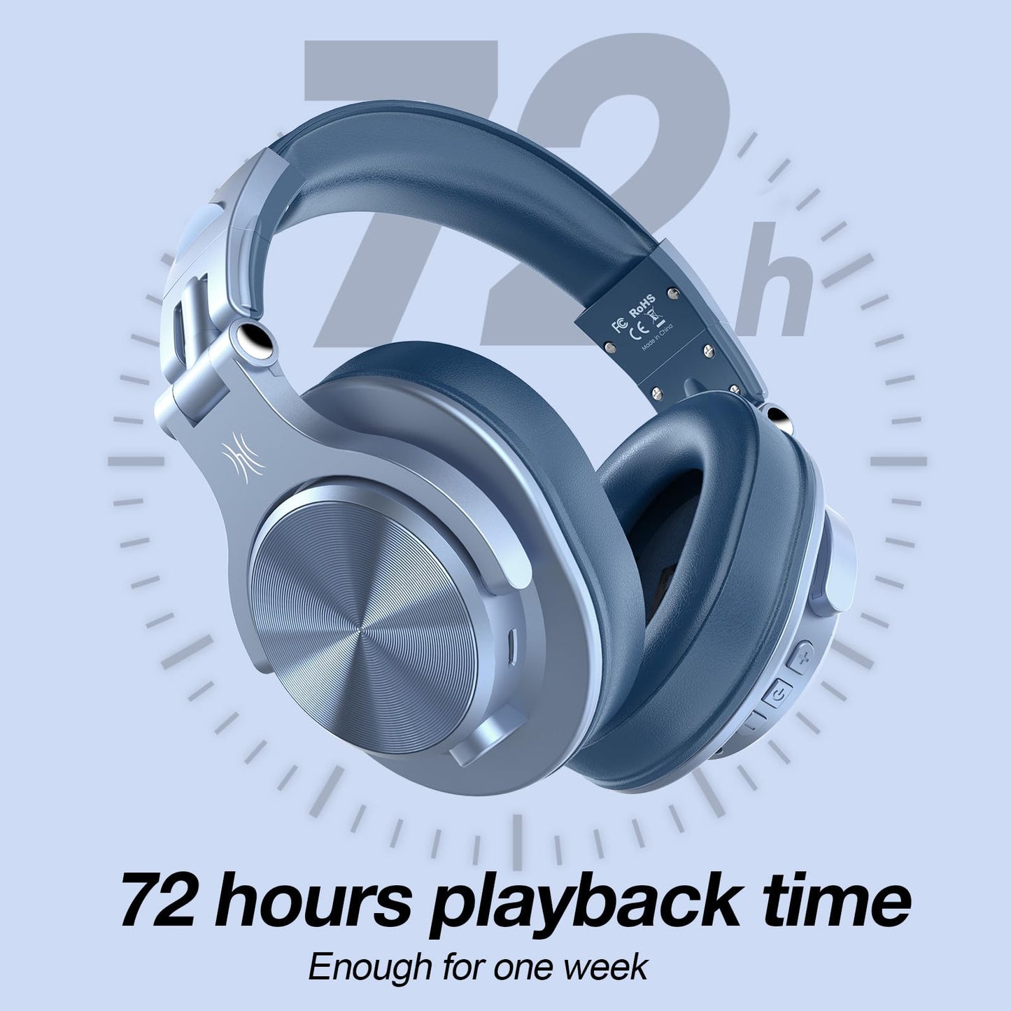 OneOdio A70 Bluetooth Over-Ear Headphones, Hi-Res Wired DJ Studio - Black | Wireless over-ear headphones with 72H playtime, 3.5mm/6.35mm wired jacks for studio monitoring, mixing, guitar, amp and PC