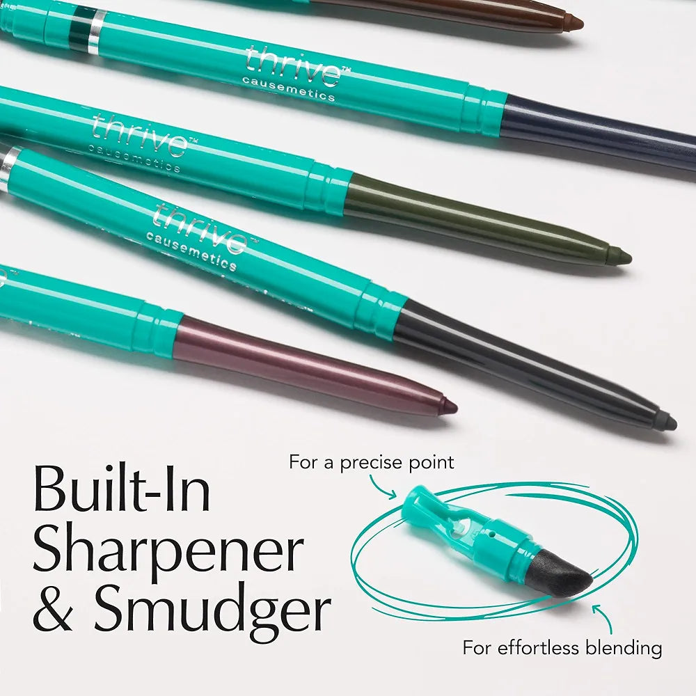 Thrive Causemetics Infinity Waterproof Eyeliner Pencil - Long-Lasting, Smudge-Proof Formula with Built-in Sharpener and Smudge Tip