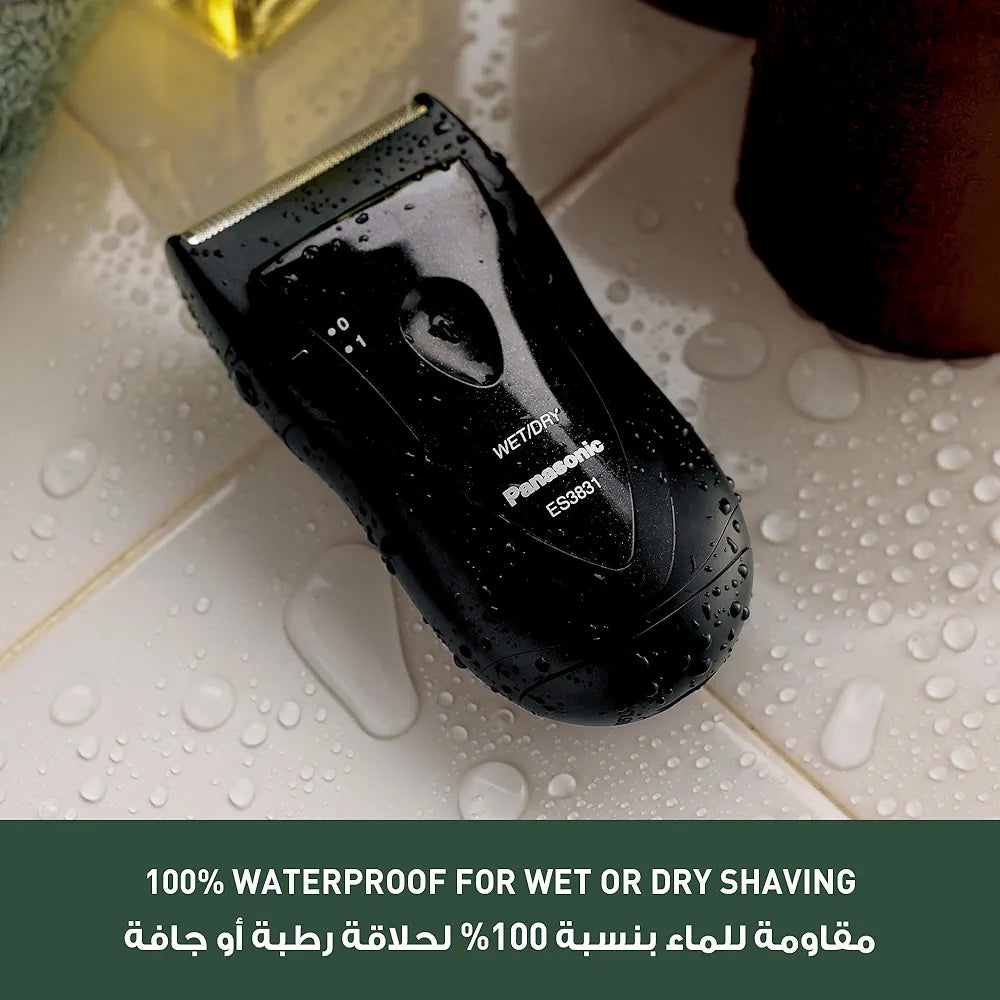 Panasonic ES3831K Electric Shaver for Men, Cordless Wet & Dry Lightweight Razor with Ergonomic Grip, Black
