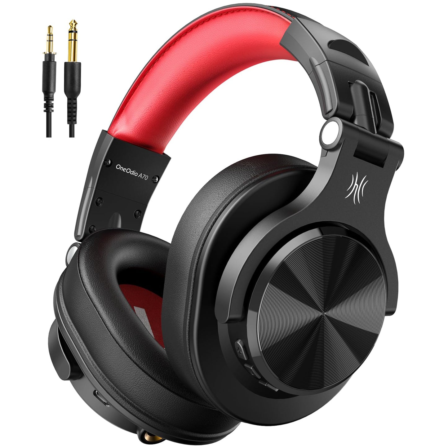 OneOdio A70 Bluetooth Over-Ear Headphones, Hi-Res Wired DJ Studio - Black | Wireless over-ear headphones with 72H playtime, 3.5mm/6.35mm wired jacks for studio monitoring, mixing, guitar, amp and PC