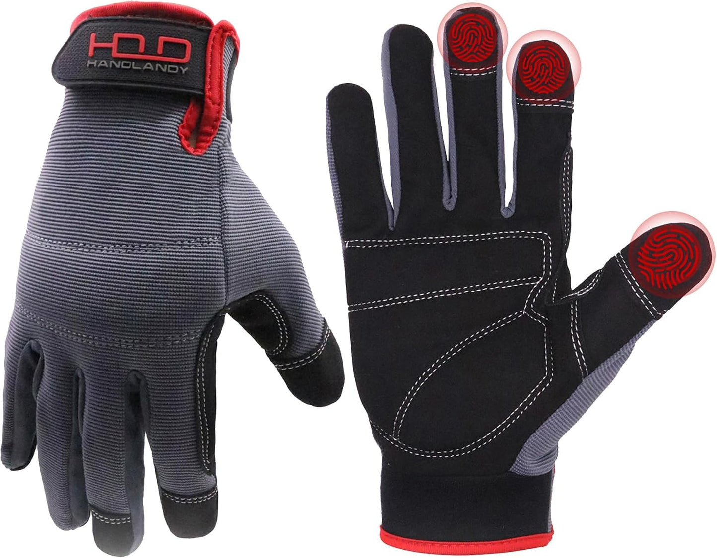 HANDLANDY Work Gloves for Men & Women, Utility Mechanic Working Gloves Touch Screen, Flexible Gardening Gloves for Yard