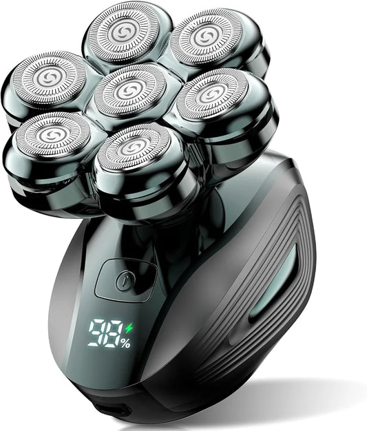 5D Floating Electric Head Shaver for Bald Men with Magnetic Removable Head, IPX7 Waterproof, LED Display, and Type-C Fast Charging