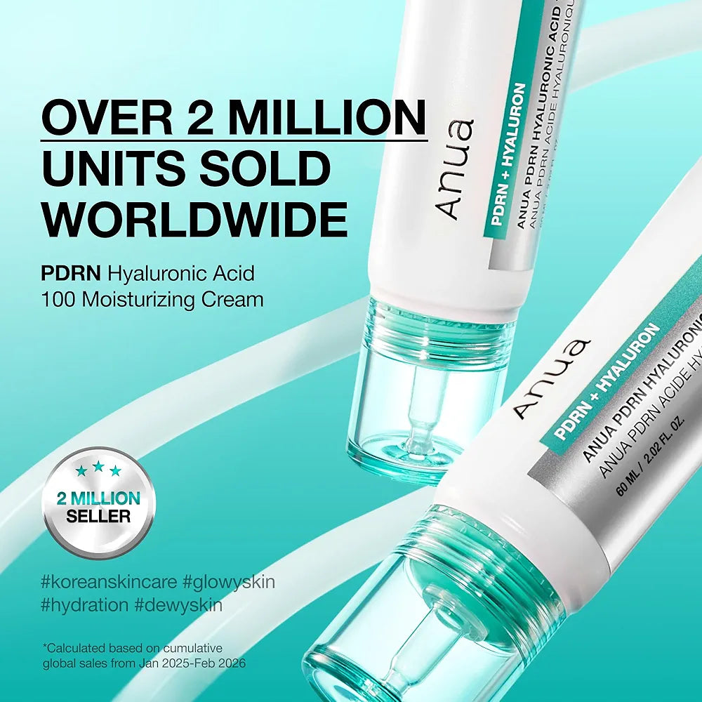 Anua PDRN Hyaluronic Acid 100 Moisturizing Cream - Lightweight Salmon DNA Hydrating Face Moisturizer for Glass Skin