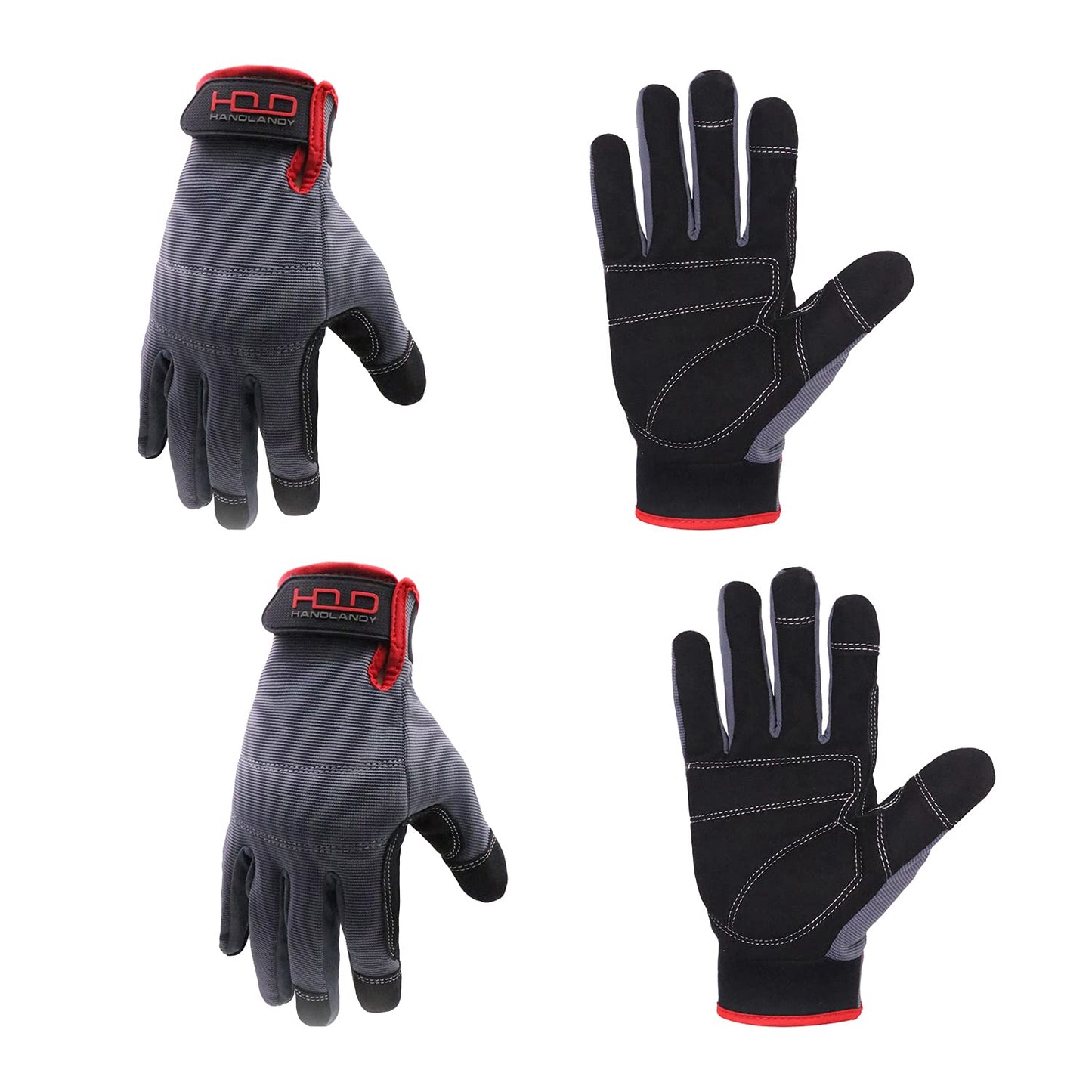 HANDLANDY Work Gloves for Men & Women, Utility Mechanic Working Gloves Touch Screen, Flexible Gardening Gloves for Yard