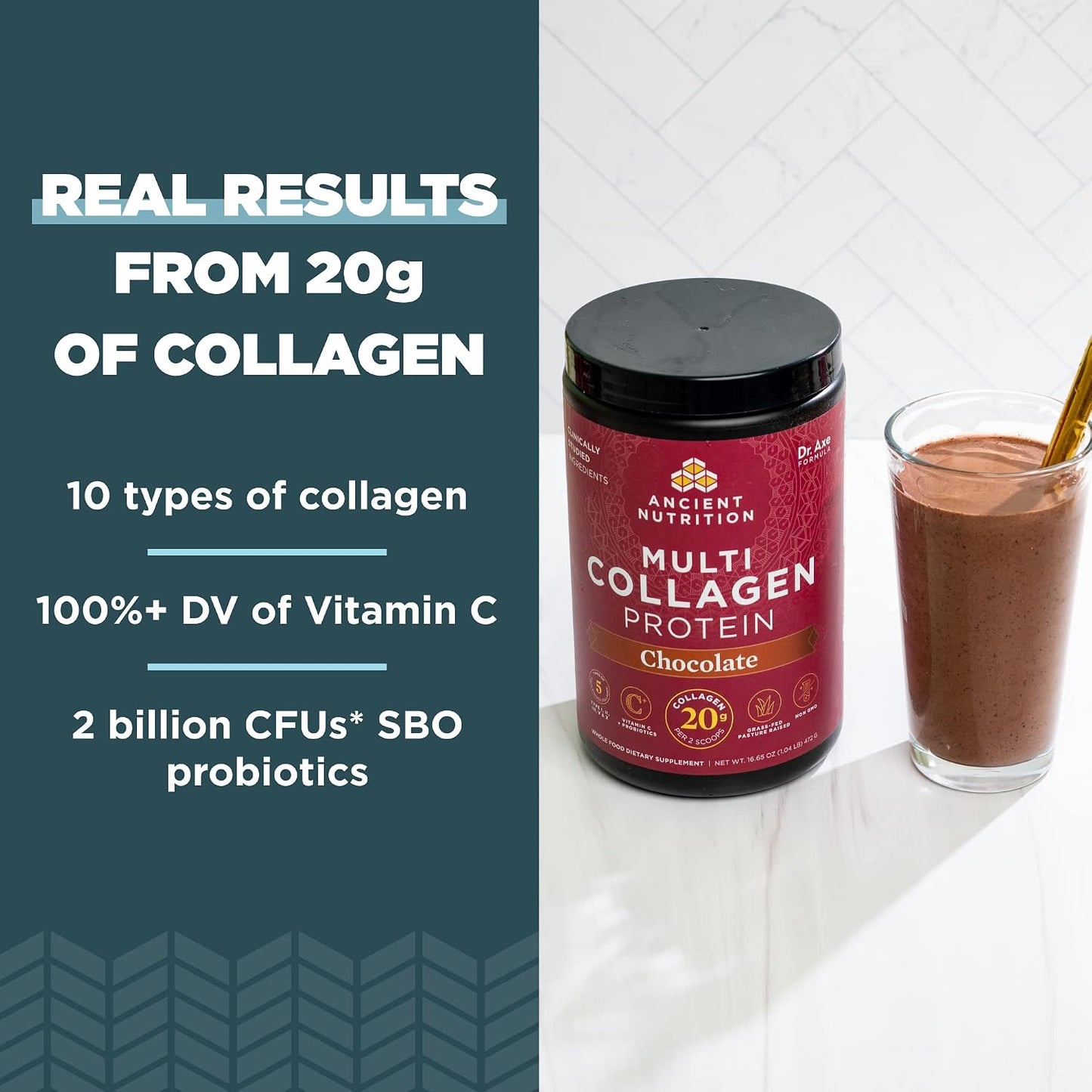 Ancient Nutrition Collagen Peptides Powder, Multi Collagen Protein, Women & Men, Vitamin C, Probiotics, Hydrolyzed Collagen, Supports Skin, Joints, Gut Health, Unflavored (40 Servings)