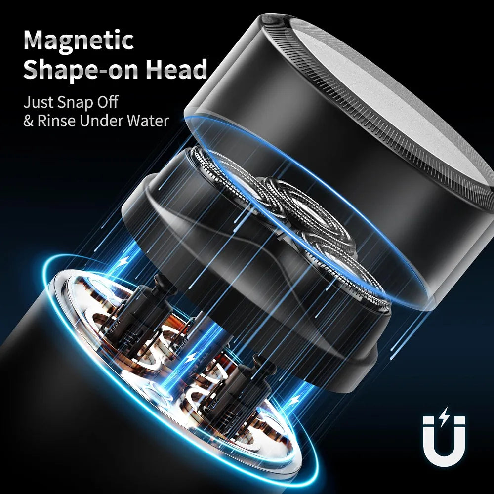 VTT Electric Razor for Men: 3-Head Cordless Wet & Dry Shaver with IPX6 Waterproofing and USB Rechargeable Travel Design