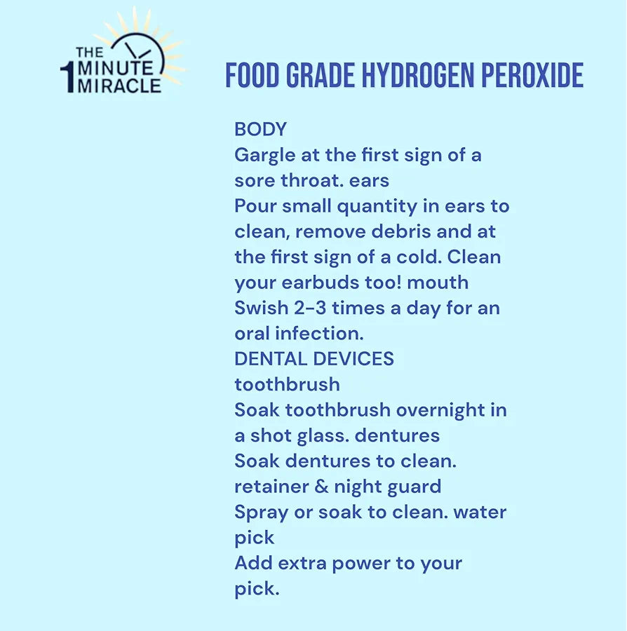 The One Minute Miracle - 12% Hydrogen Peroxide Medical Food Grade and The One Minute Cure Book