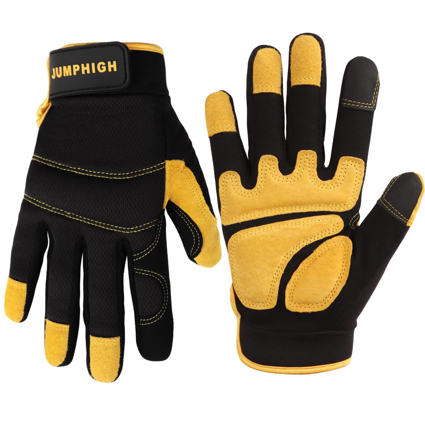 Safety Work Gloves, Men's Utility Mechanic Working Gloves for All Purpose, Touchscreen Compatible, Flexible Breathable Fit, Knuckles & Palm (M)