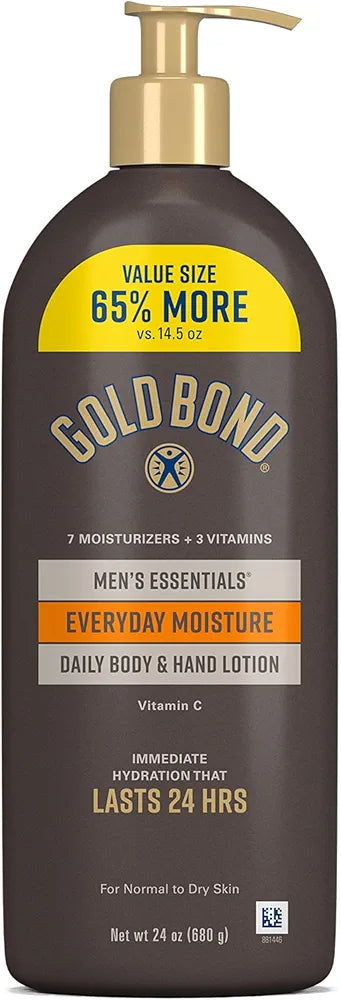 Gold Bond Men's Essentials Everyday Moisture Daily Body & Hand Lotion with Vitamin C, 24 oz.