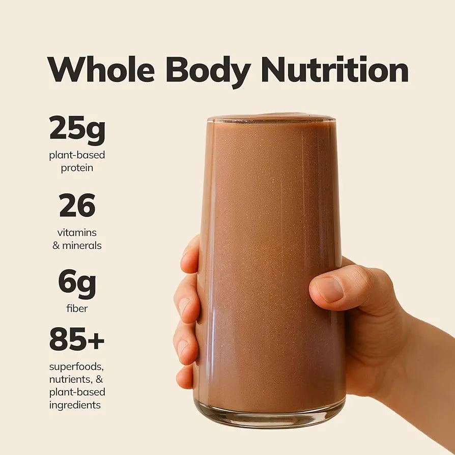 Ka’Chava Whole Body Meal Shake Chocolate 2 lb – Vegan Protein Powder with 85+ Superfoods & Greens – Plant-Based Meal Replacement with Probiotics & Digestive Enzymes – Gluten & Dairy Free 