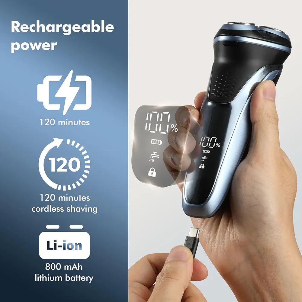 5D Floating Head Electric Travel Razor for Men - IPX7 Waterproof, USB-C Rechargeable, Wet & Dry Shaver