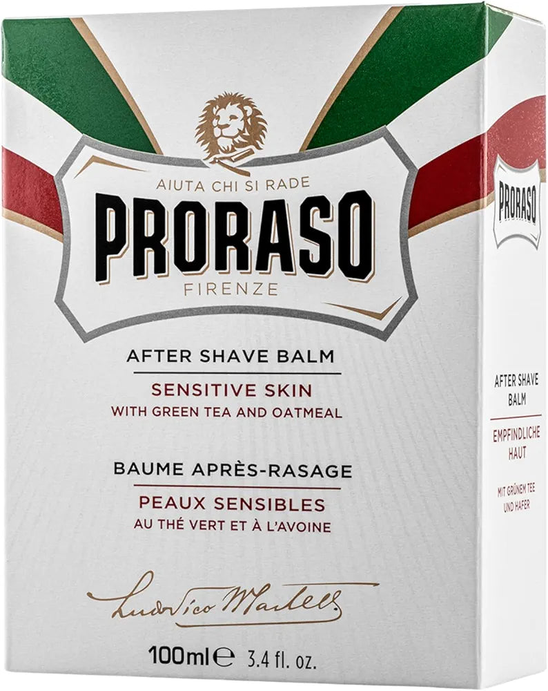 Proraso Sensitive Skin After Shave Balm for Men with Oatmeal and Green Tea, 3.4 Fl Oz