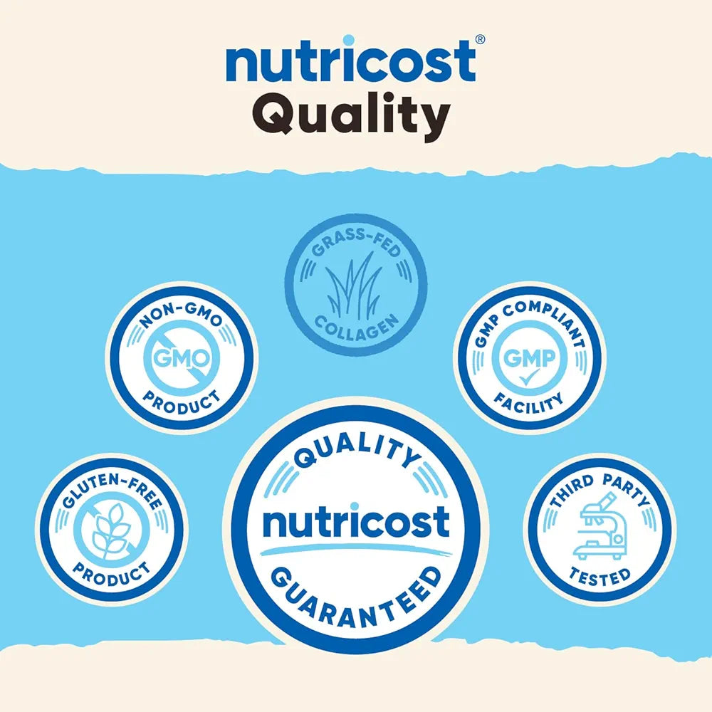 Nutricost Collagen Peptides Powder 1LB  - Grass Fed Bovine Collagen Hydrolysate 