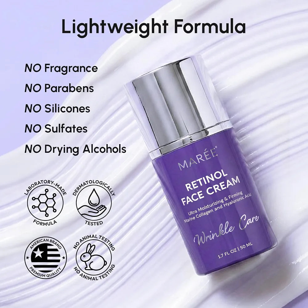MAREE Retinol & Collagen Anti-Aging Face Moisturizer with Hyaluronic Acid for Dry Skin