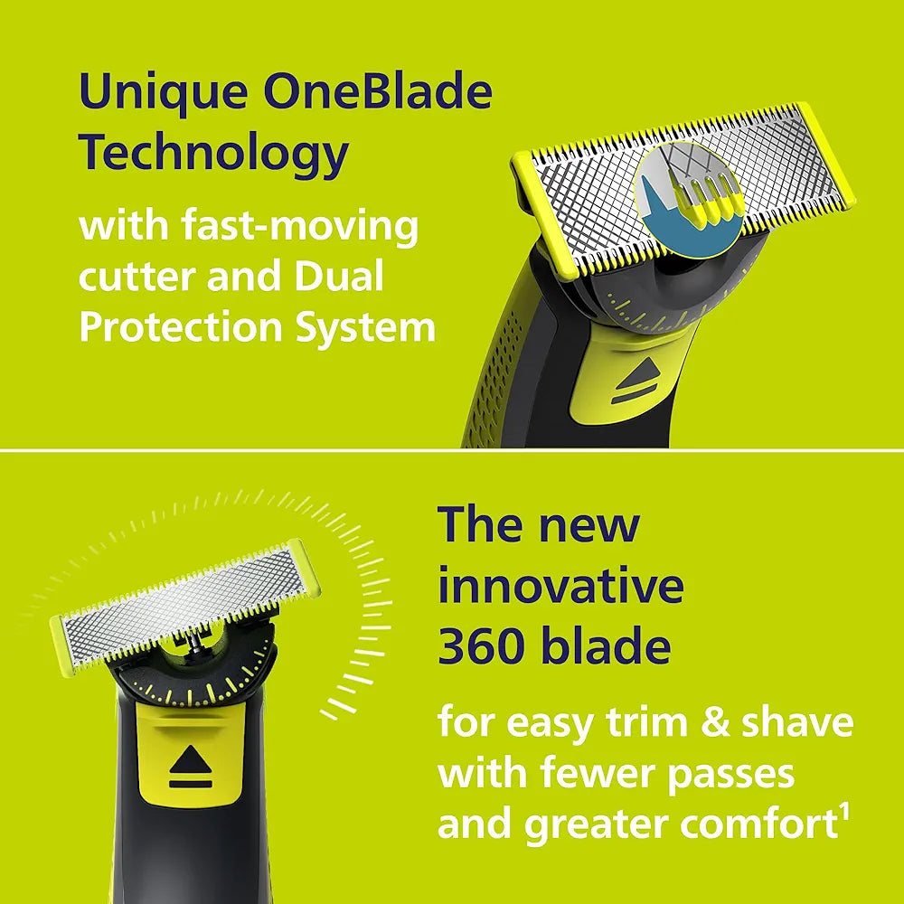 Philips Norelco OneBlade 360 Hybrid Electric Beard Trimmer and Shaver with 5-in-1 Adjustable Comb (Model QP2724/90)