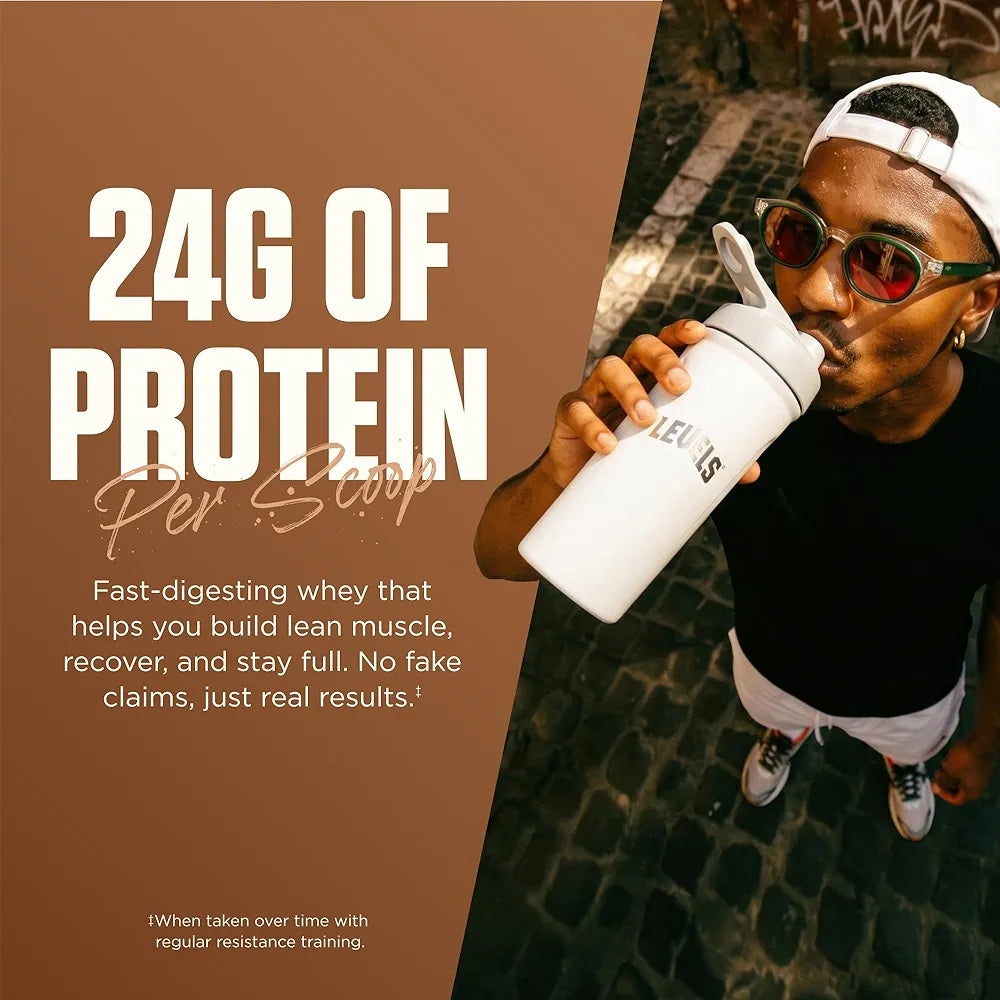 Levels Grass Fed Whey Protein Powder, No Artificials, 24G of Protein, Pure Chocolate, 2LB