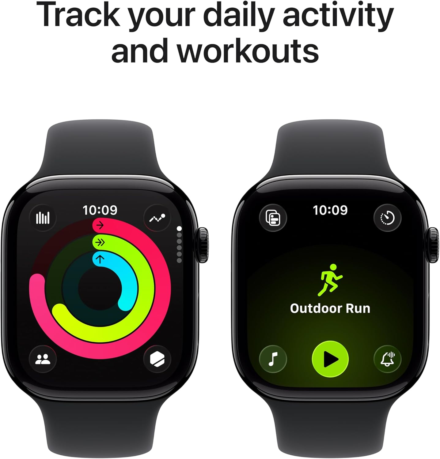 Apple Watch Series 11 [GPS 46mm] Smartwatch with Jet Black Aluminum Case with Black Sport Band - M/L. Sleep Score, Fitness Tracker, Health Monitoring, Always-On Display, Water Resistant