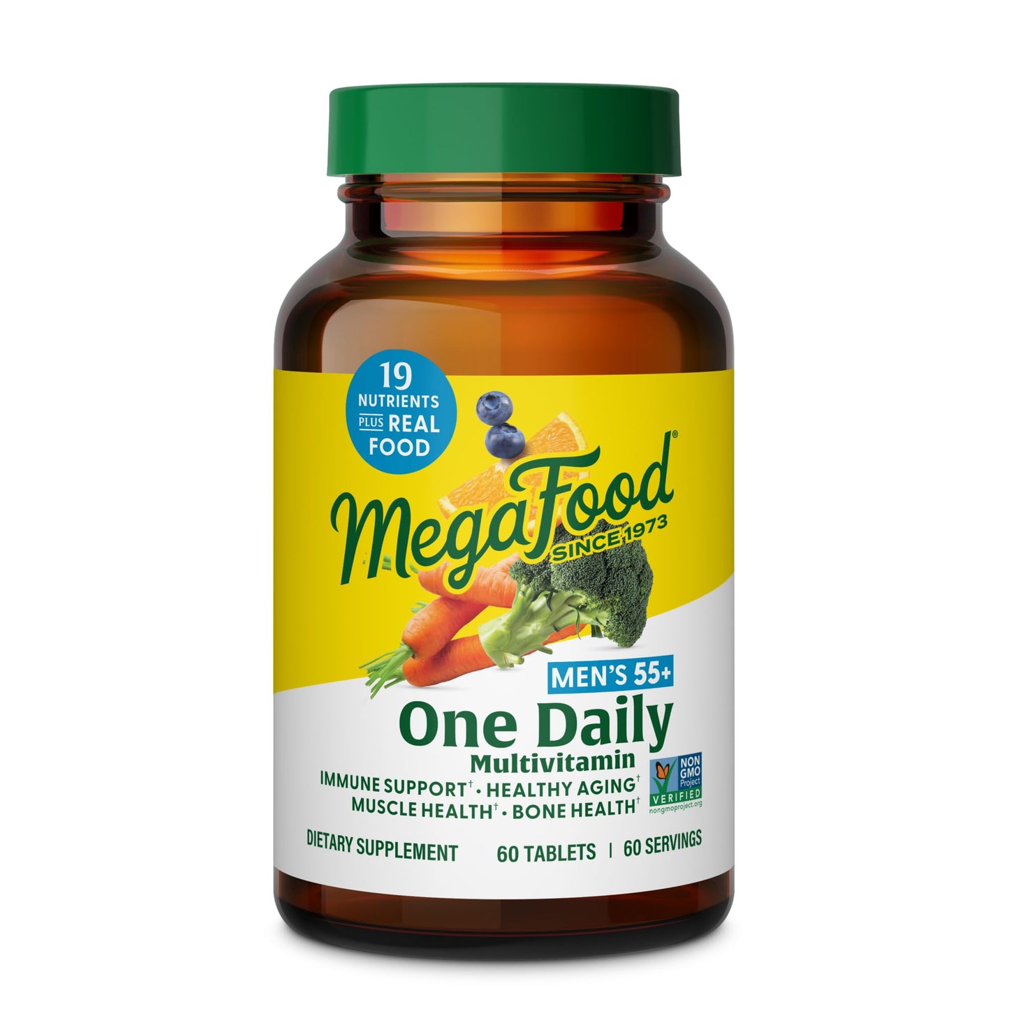 MegaFood Multivitamin for Men 55+ One Daily Mens Multivitamins, Methylated B12, Vitamin D3, C & Zinc - Healthy Aging, Bone & Muscle Health & Immune Support - Vegetarian - 120 Tablets