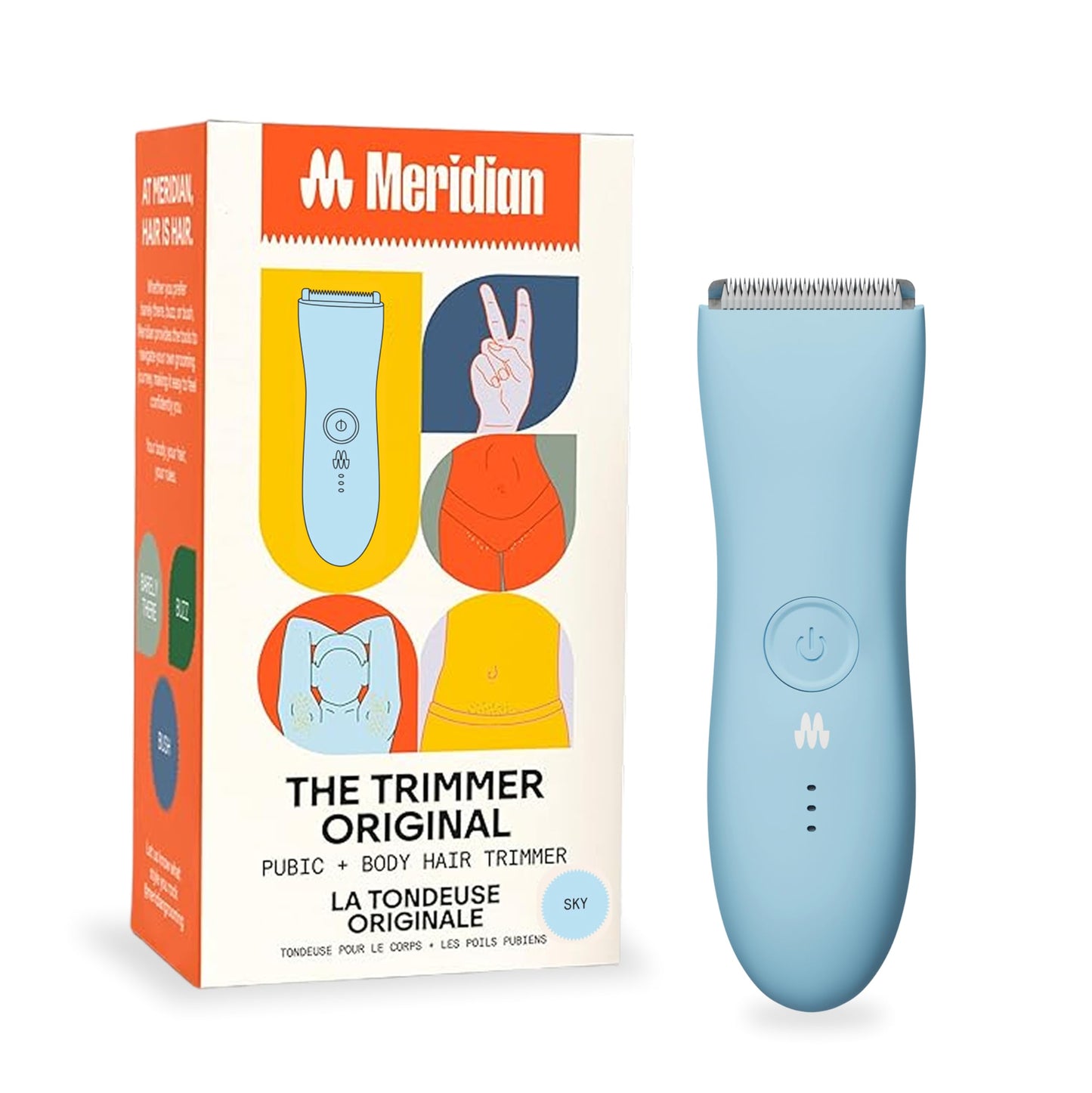 MERIDIAN The Trimmer Original | Body Hair Trimmer for Men & Women | Sage | Rechargeable and Waterproof Shaver for Pubic Area, Chest, Back, Underarms and Bikini Line, with 2 Guide Combs Included