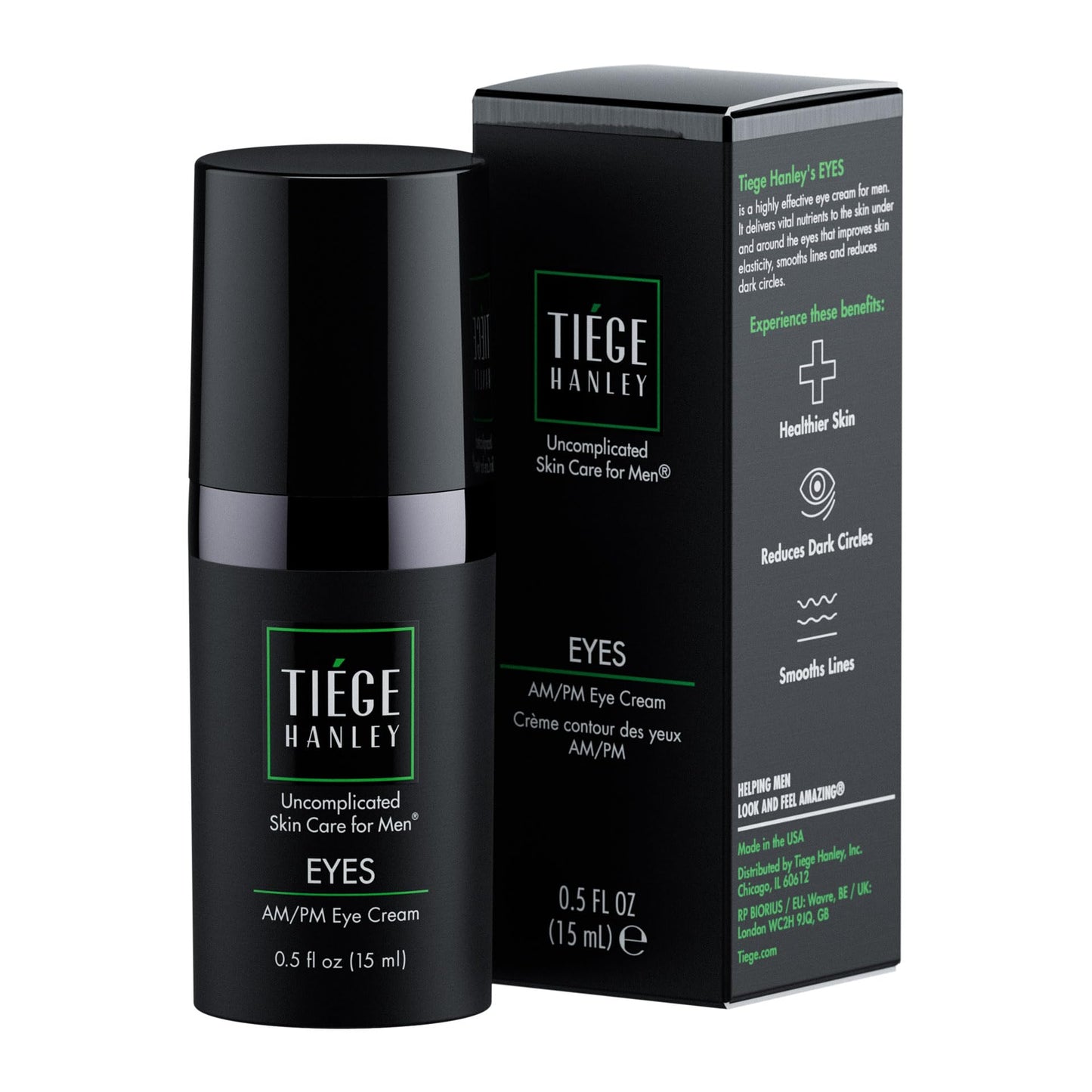 Tiege Hanley Eye Cream for Men, Morning & Night, Anti-Aging, 0.5 Oz, 2 Pack | Men's Skin Care, With Hyaluronic Acid & Vitamin B3, Helps Reduce Look of Dark Circles & Puffiness