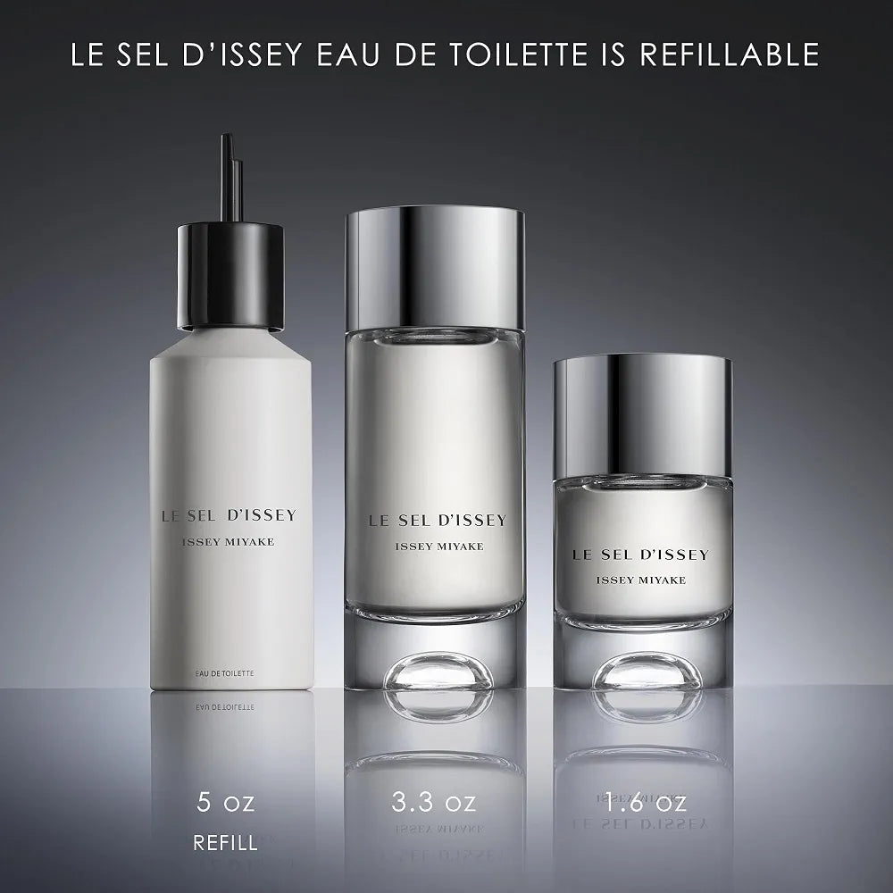 Issey Miyake Le Sel d'Issey Eau de Toilette for Men - Fresh Woody Marine Scent with Salt, Seaweed, Ginger, and Cedarwood - Refillable Bottle