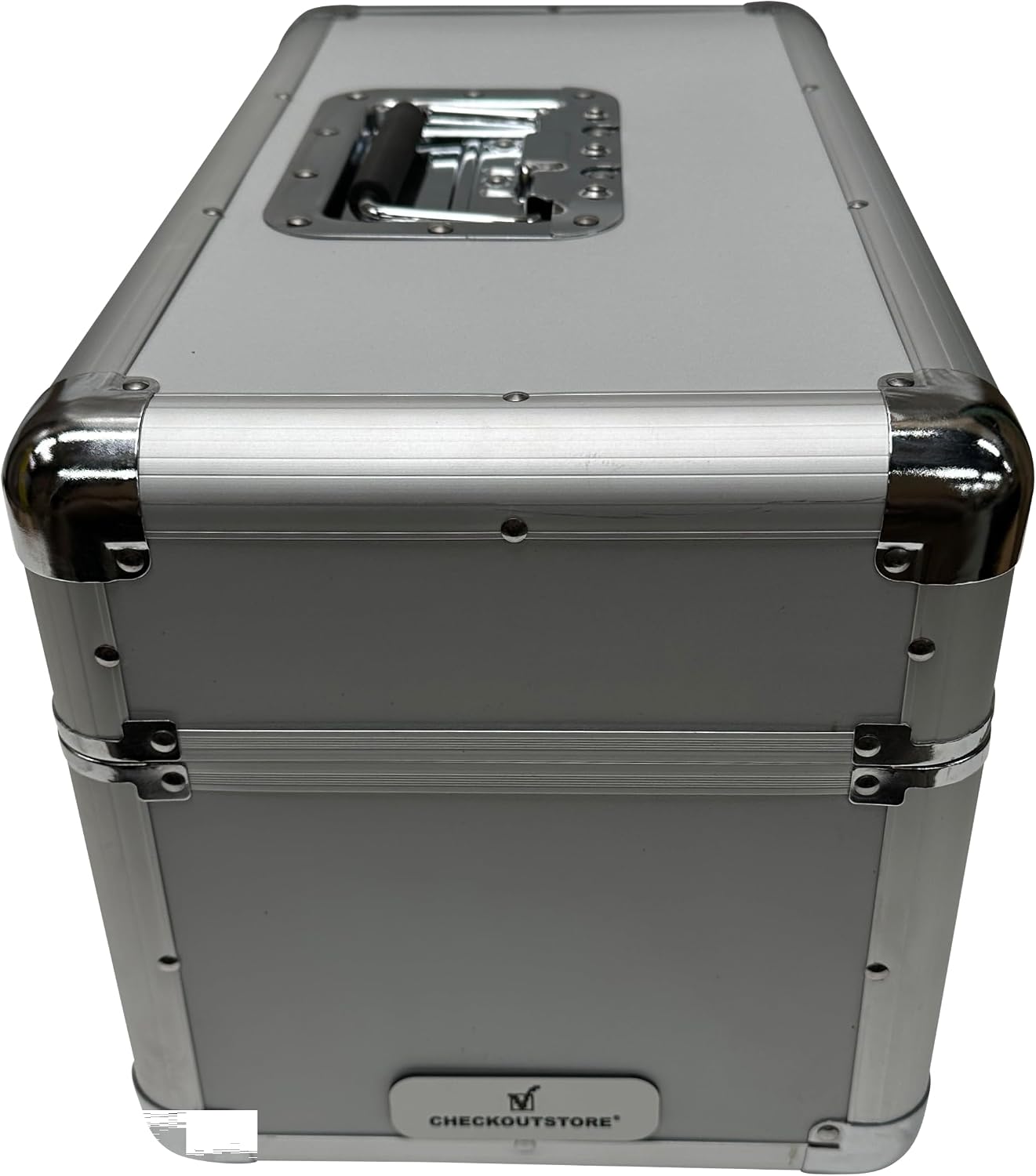 CheckOutStore Silver Aluminum 7" 45 RPM Record Storage Box (Holds Up to 200 Records)