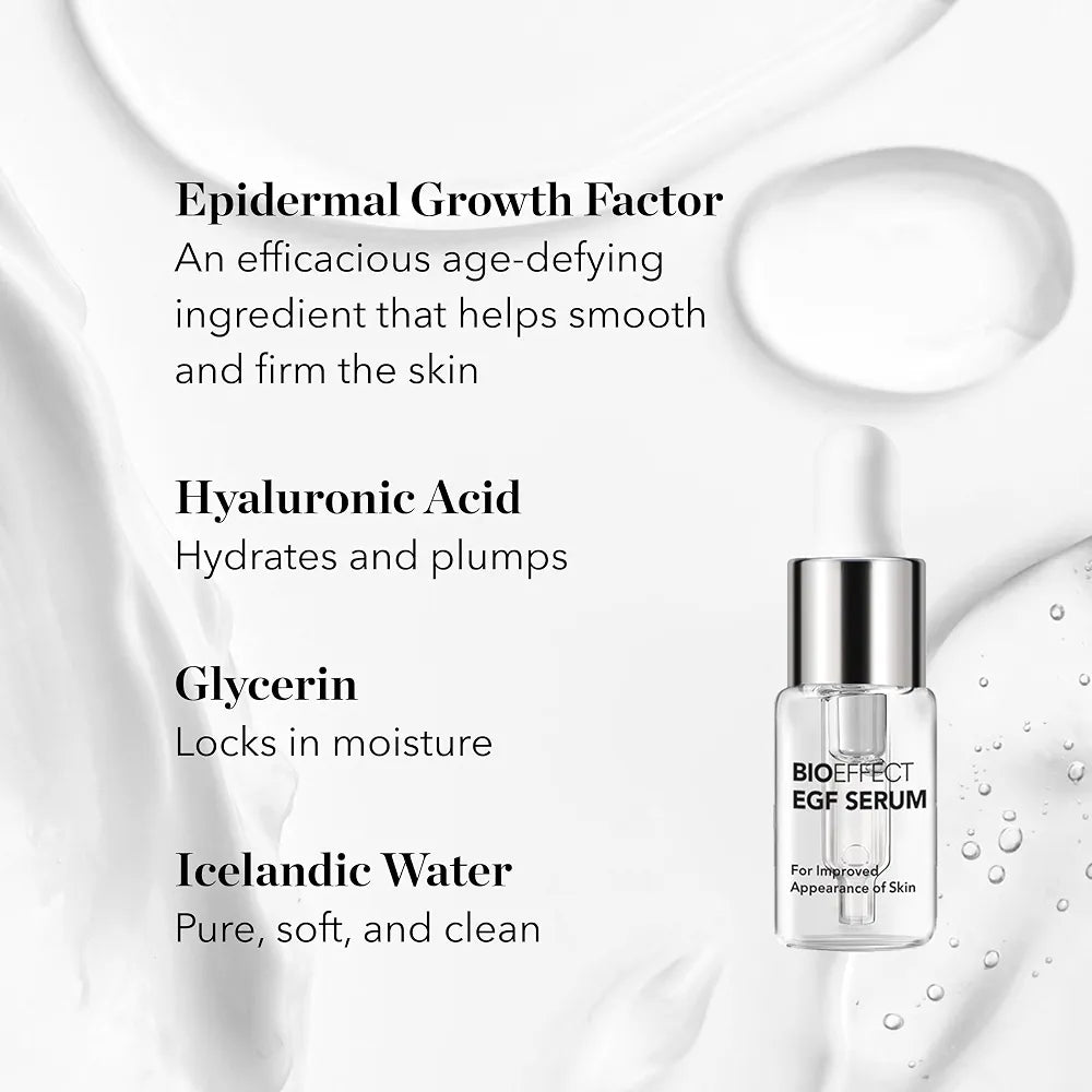 BIOEFFECT EGF Age-Defying Skincare Travel Set: Serum, Hydrating Cream, Essence Toner, Micellar Cleanser & Volcanic Exfoliator