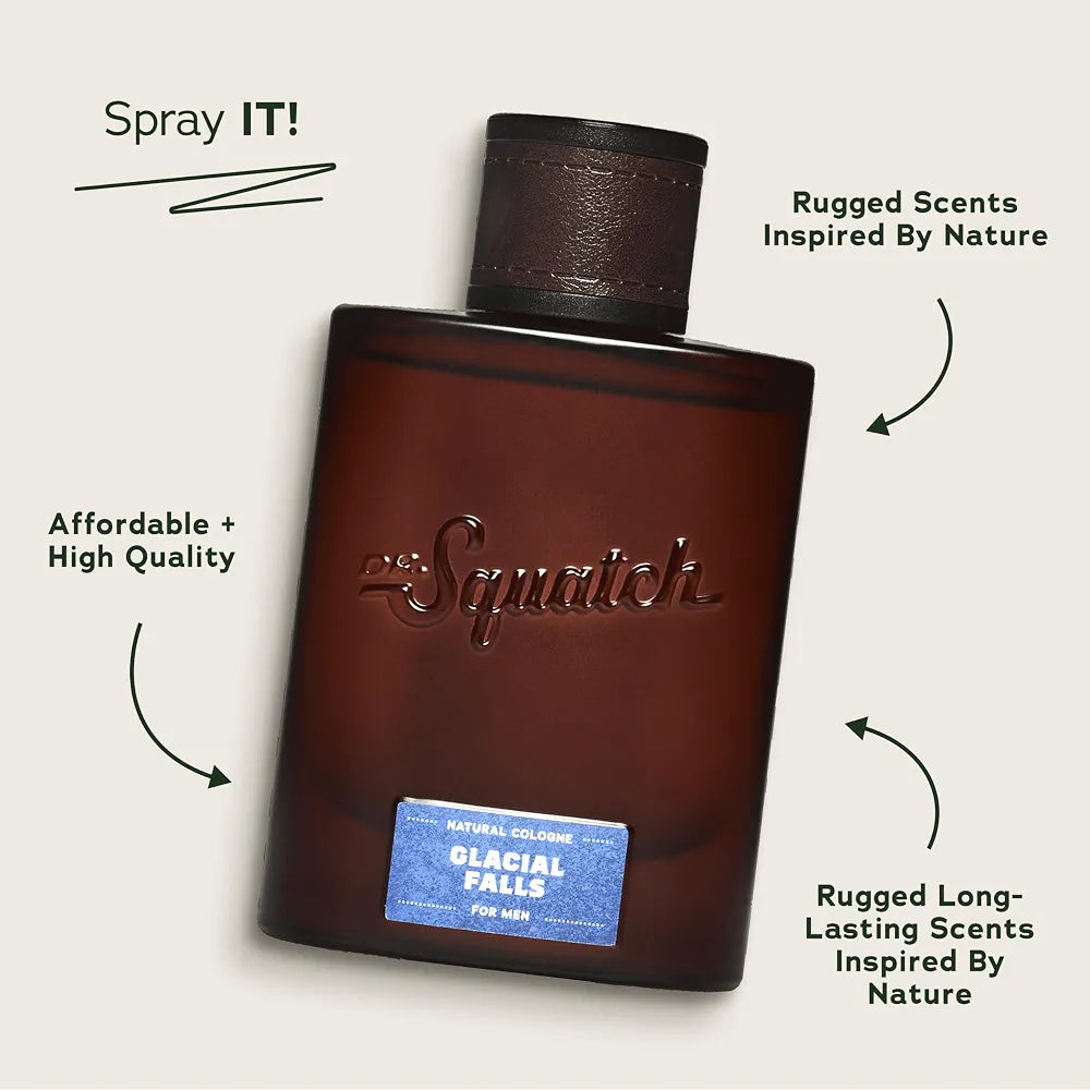 Dr. Squatch Glacial Falls Natural Cologne for Men with Scent-Lock Technology and Sustainably-Sourced Ingredients