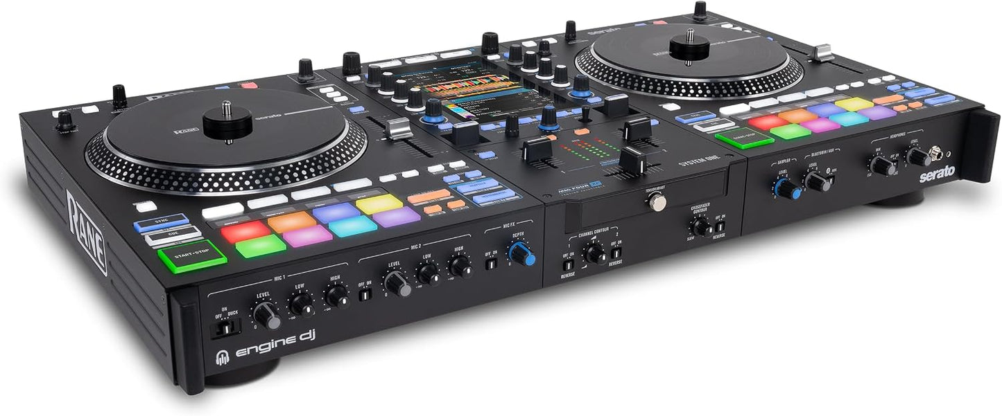 RANE SYSTEM ONE All-in-One Standalone Motorized DJ Controller with Engine DJ OS, Seamless Mixing on 2 Decks, Stems FX, Serato DJ Pro, XLR Outputs