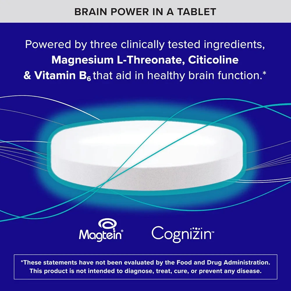 Qunol Brain Health Memory Plus with B6, Magnesium L-Threonate & Citicoline, Clinically Tested Ingredients to Improve Memory, Focus, Attention and Productivity, 60 Count 
