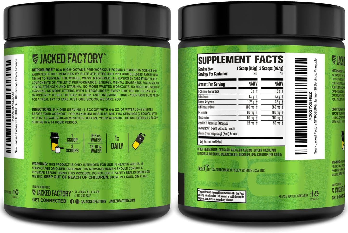 Jacked Factory NITROSURGE Pre Workout Supplement - Endless Energy, Instant Strength Gains, Clear Focus, Intense Pumps - NO Booster & Preworkout Powder with Beta Alanine - 30 Servings, Cherry Limeade