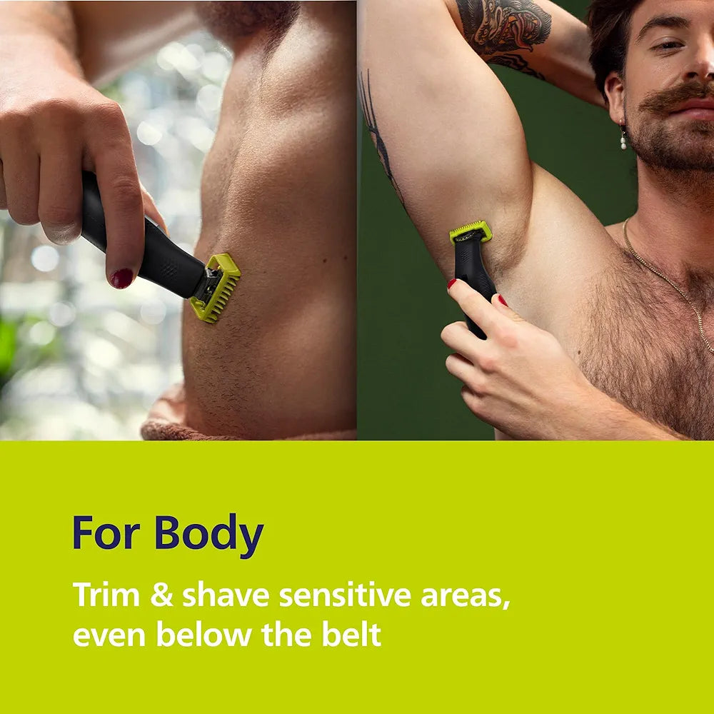 Philips Norelco OneBlade 360 Pro Face + Body Hybrid Electric Trimmer and Shaver with 360 Blade Technology (Model QP6552/90)