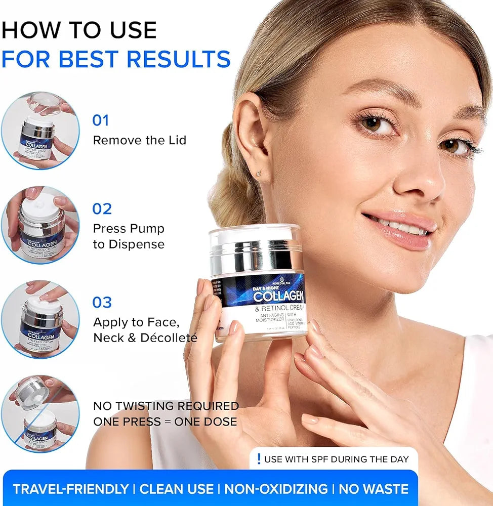 Advanced Collagen & Retinol Anti-Aging Face Cream - Hydrating Firming Moisturizer for All Skin Types