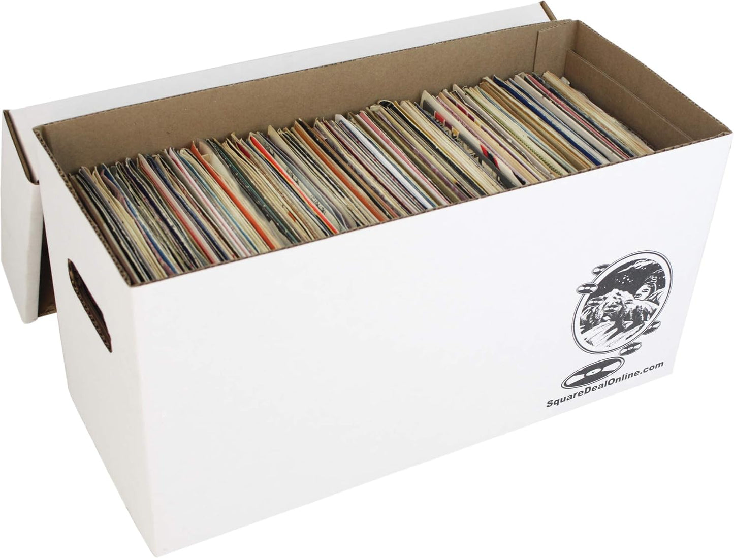 Durable Set of 5 - 7 inch Vinyl Record Storage Boxes - Sturdy Cardboard Construction with Removable Lid - Holds Up to 200 Records Each - Built Tough for Long-Term, Secure Archival Storage - #07BC09