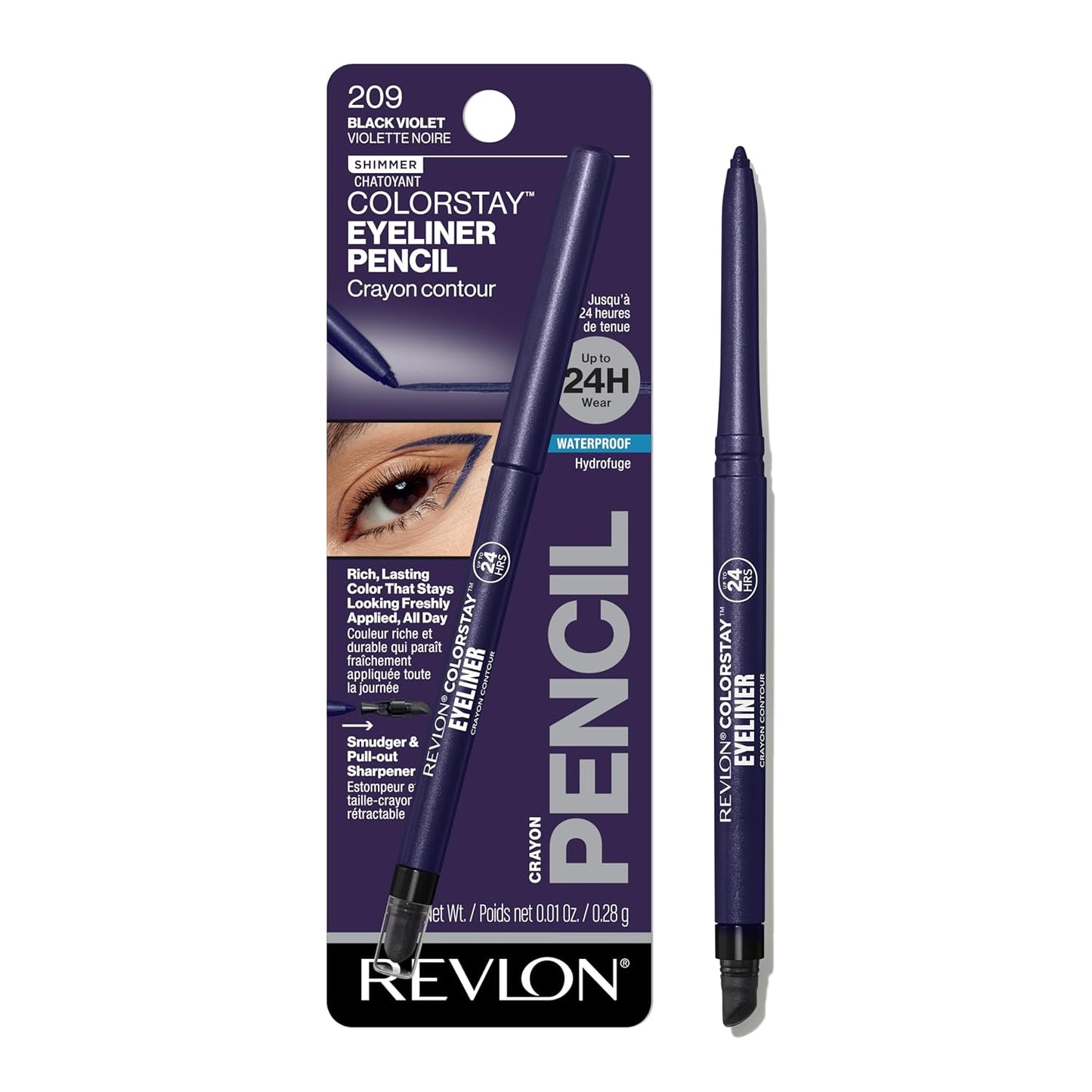 Revlon ColorStay Pencil Waterproof Eyeliner, Smudge-Proof, Eye Makeup with Built-In Sharpener, Long-Lasting, Matte Finish, 202 Black Brown, 0.01 oz | Waterproof pencil eyeliner with built-in sharpener. Smudge-proof, long-lasting, intense matte color.