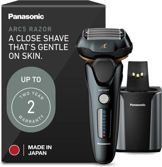 Panasonic ARC5 Wet/Dry Electric Shaver for Men with Automatic Cleaning & Charging Station and Pop-Up Trimmer (ES-LV97-K, Black)