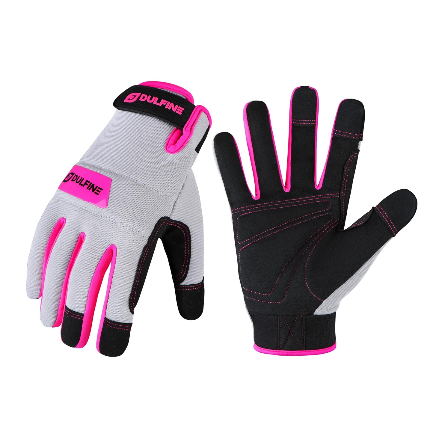 DULFINE Flex Grip Mechanic 1 Pair Pack Work Gloves for Women Pink M | Fit-Padded Knuckles & Palm, Touch Screen, Flexible, Breathable, Ideal for Gardening Yardwork Warehouse