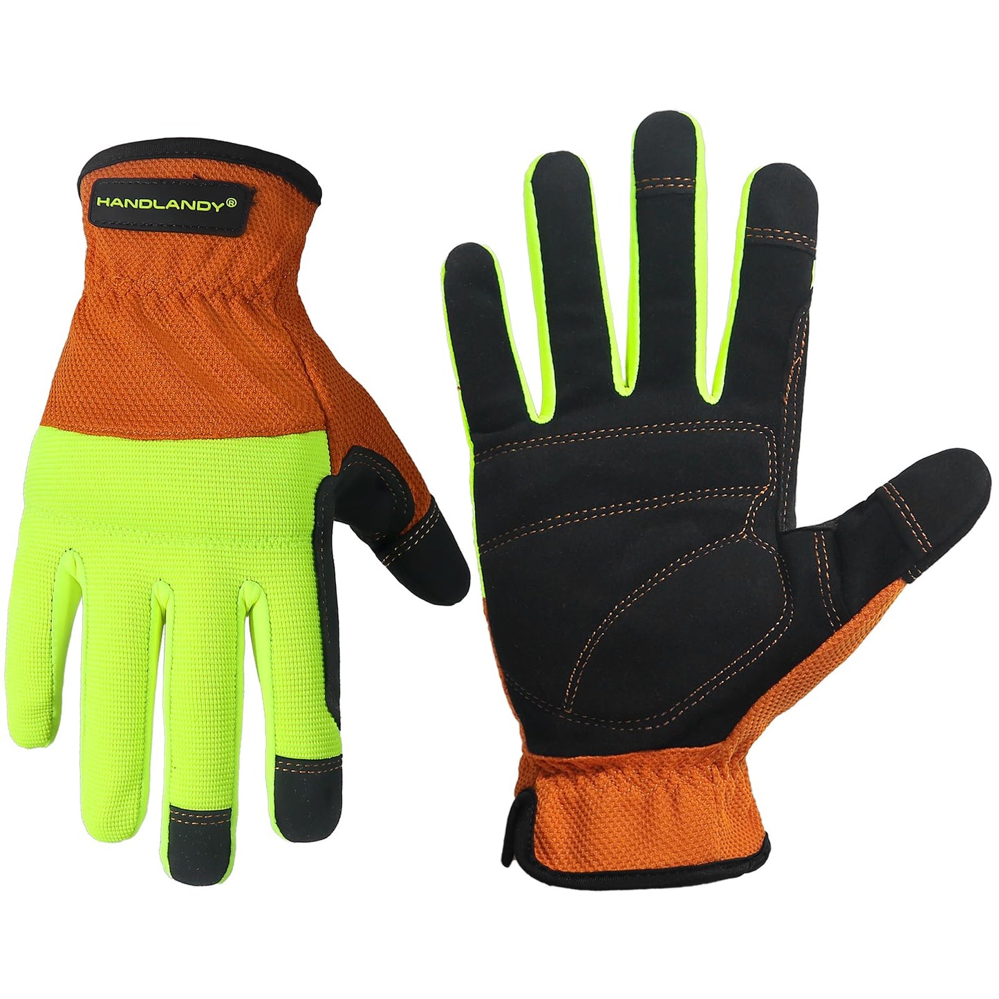 HANDLANDY Work Gloves for Men & Women, Utility Mechanic Working Gloves Touch Screen, Flexible Gardening Gloves for Yard