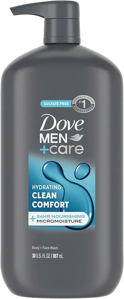 DOVE MEN + CARE Body and Face Wash Hydrating Clean Comfort Men's Body Wash with 24-Hour Nourishing Micromoisture Technology 30 oz