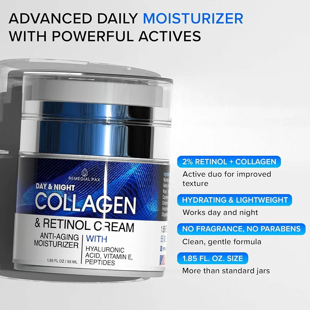 Advanced Collagen & Retinol Anti-Aging Face Cream - Hydrating Firming Moisturizer for All Skin Types