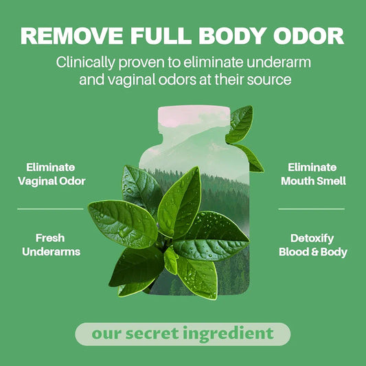Body Deodorizing Supplement, Natural Internal Odor Control Pills for Men & Women, Chlorophyll Capsules for Skin, Breath and Gut Health 
